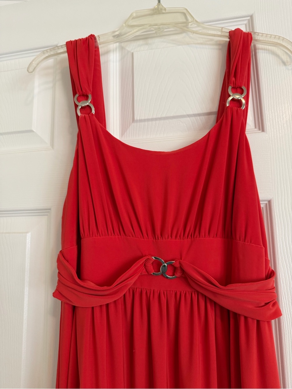 Jones New York Red Sleeveless Maxi Dress with Silver Ring Accents